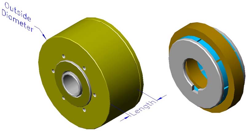 Housed slotless iron core brushless motors, axial, double rotor, полый вал