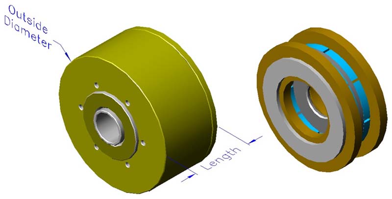 Housed slotless iron core brushless motors, axial, double winding, полый вал