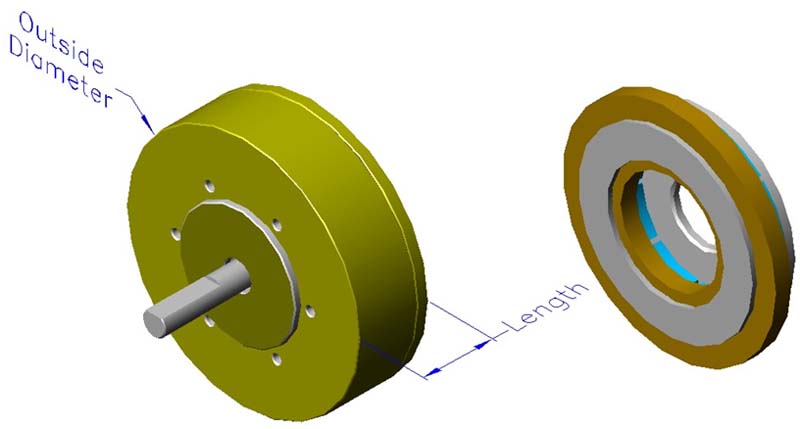 Housed slotless iron core brushless motors, axial